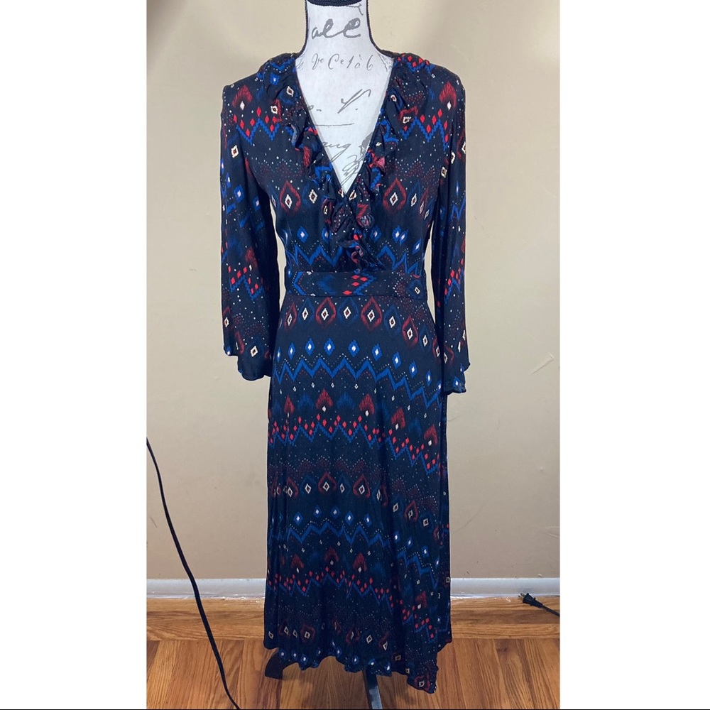 & Other Stories Paris Atelier Plunging Printed Midi Dress